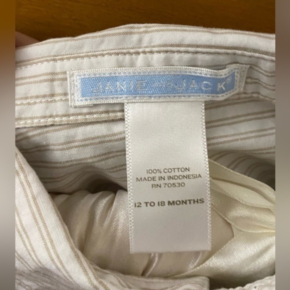 Janie and Jack Striped Button Down Cotton Long Sleeve 12-18M - Picture 6 of 6